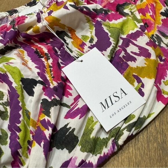Misa Mahika Maxi Dress XS Floral Multicolor One Shoulder Adjustable Waist Tie - Picture 6 of 11